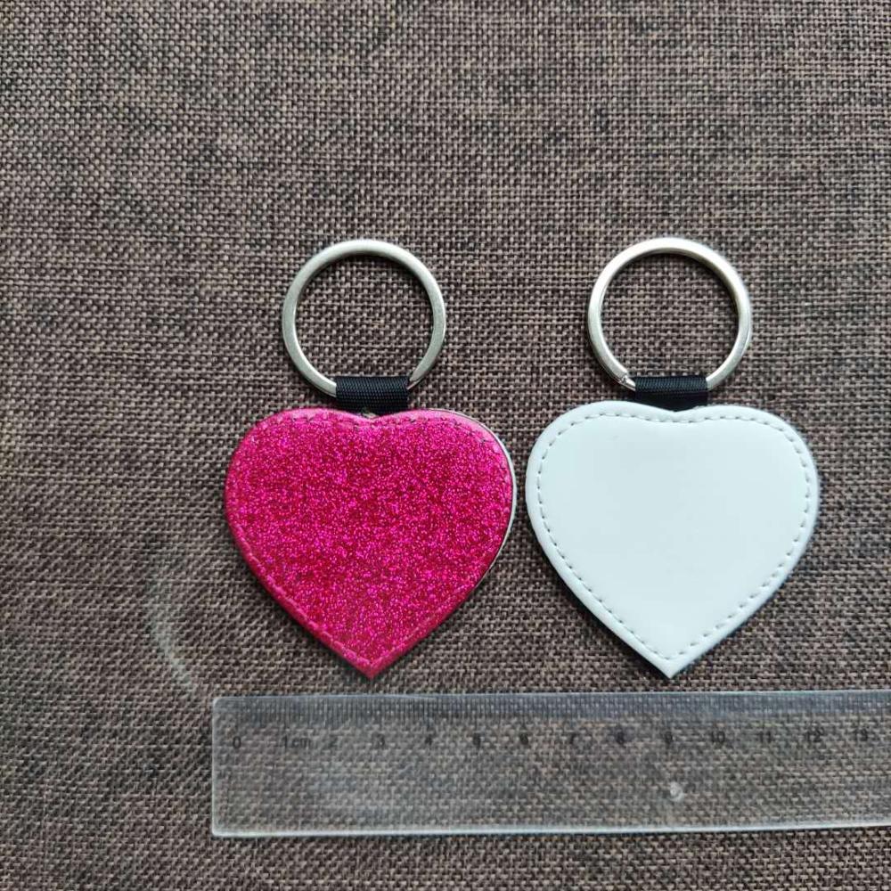 Gratis Shipping10pcs Leeg Sublimatie Bling Lederen Hanger Tags Sleutelhangers Diy Afdrukken Sublimatie Inkt Transfer Papier Afdrukken: Rose Heart