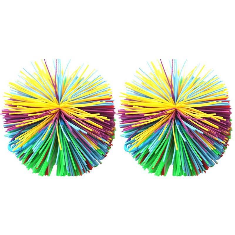 2PCS Baby Koosh Ball Silicone Skein Ball Rubber Hair Ball Baby Exercise Ball Rainbow Fidget Sensory Ball Anti-Stress Toys: Default Title