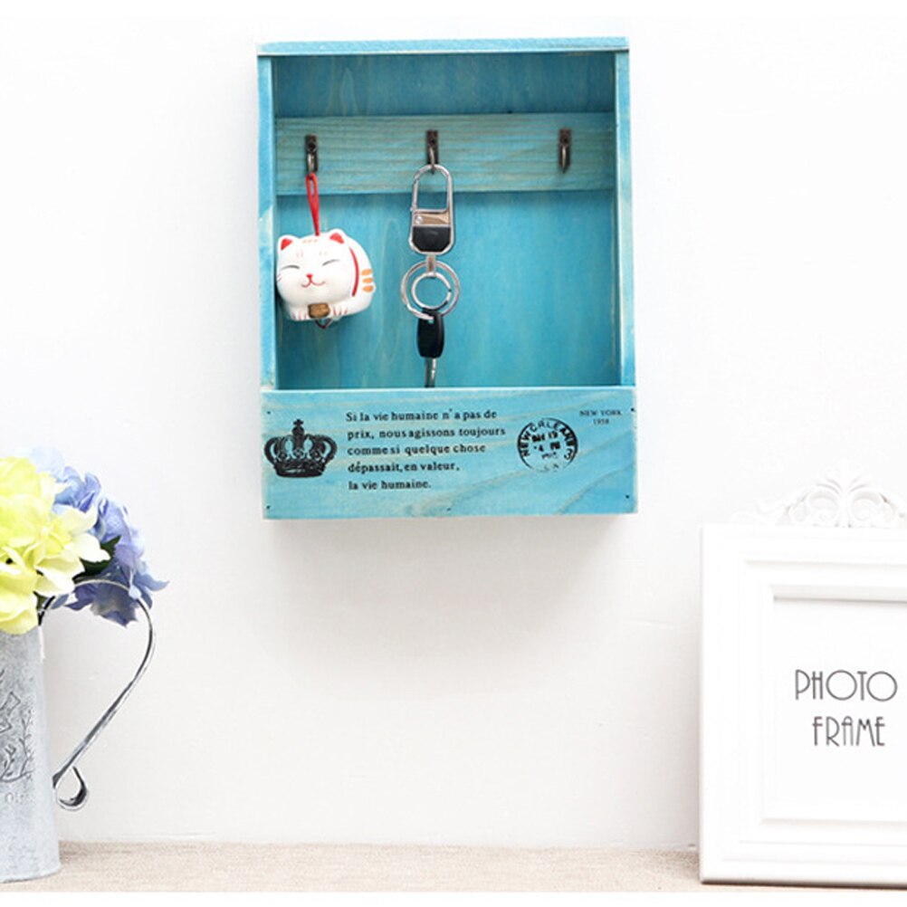 Porta llaves y correo Retro, caja de madera montada en la pared, llavero decorativo montado en la pared, clasificador de bolsillo para entrada de guardabarros de cocina