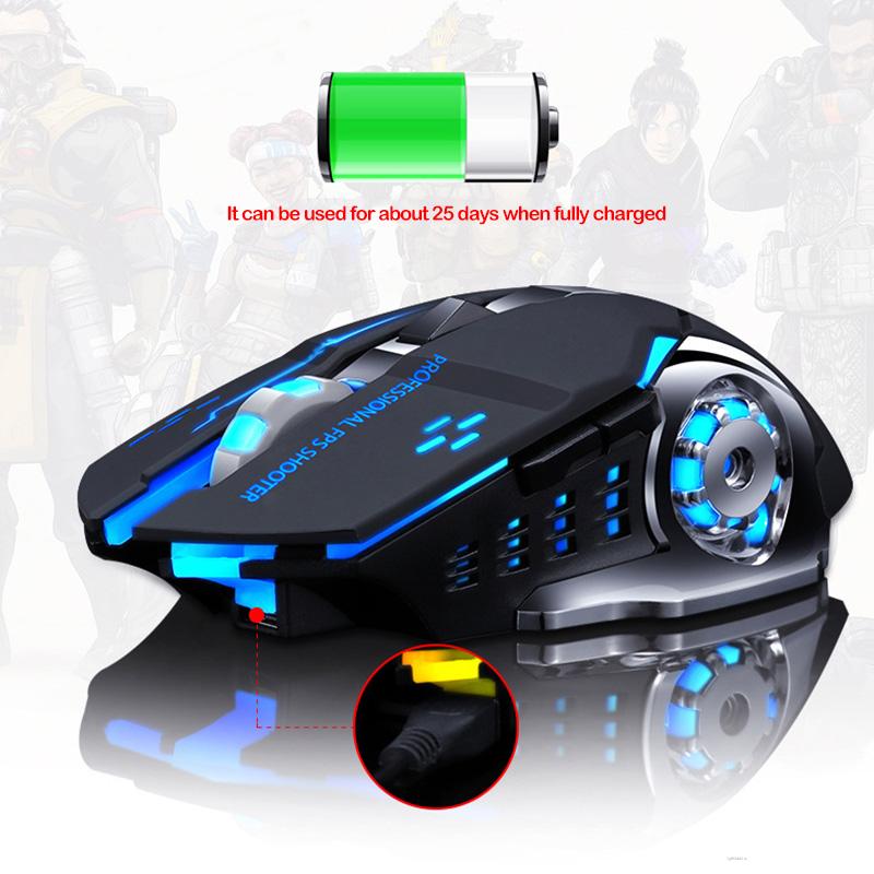 Rechargeable Wireless Color LED Backlit Gaming Mouse Mute Gaming Bluetooth Dual Mode Wireless Gamer Mouse for Laptop PC
