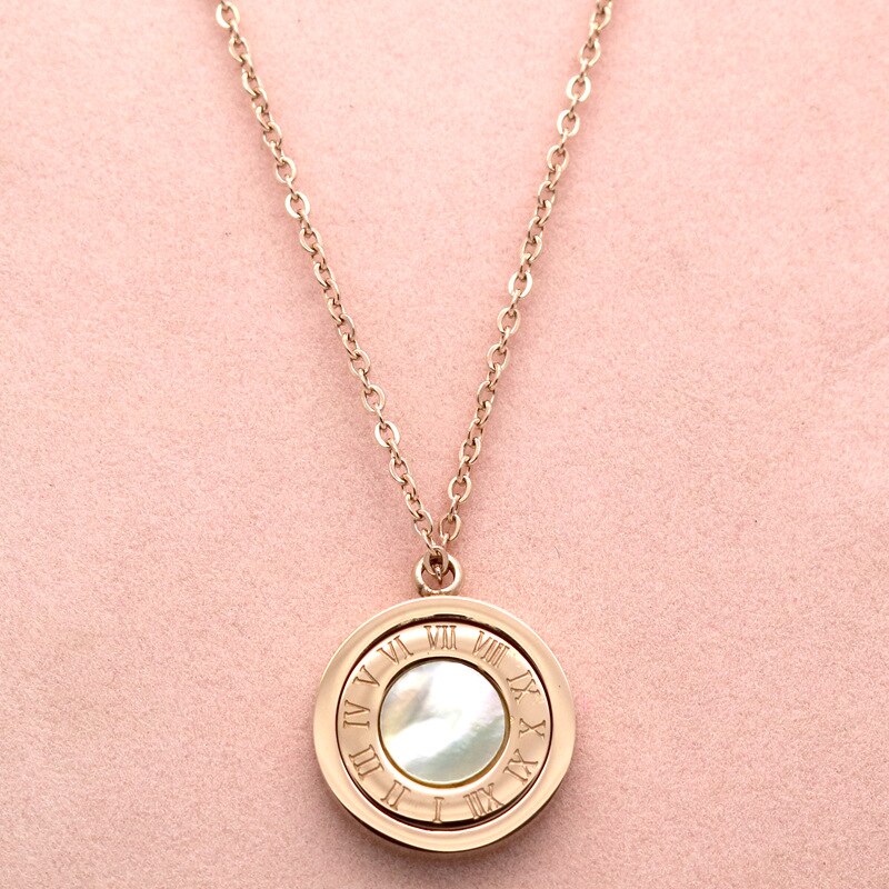 Witte zwarte schelp hanger ketting zwart-wit dubbelzijdige schelp romeins numeriek draaibare ketting: B