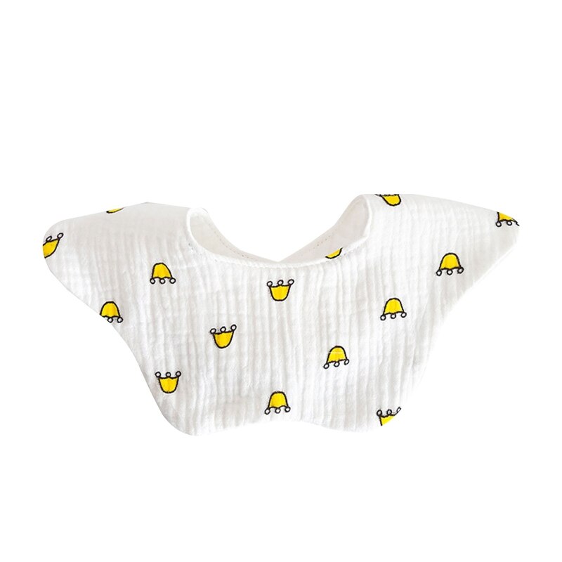 Bavoir pour bébé avec imprimé de dessin animé, serviette de salive, pétale rond, tablier respirant confortable pour -né, bandana à Rotation de 360 degrés: Crown