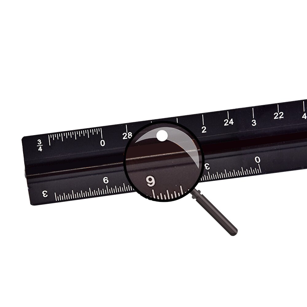 12 Inches Aluminium Metal Triangle Scale Architect Engineer Technical Ruler Measuring Gauge Square Size Measure Tool