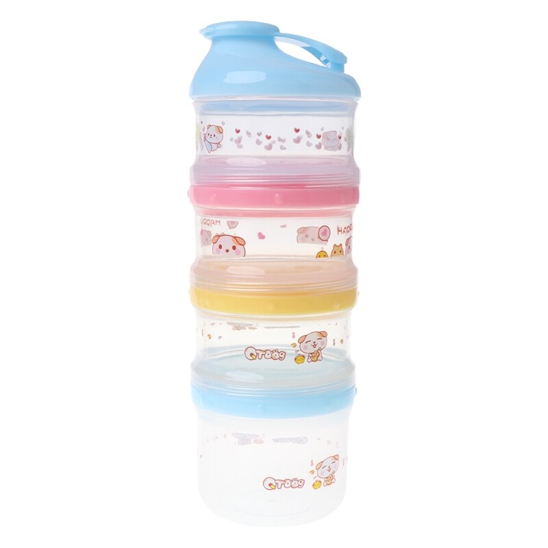 BPA-Free Baby Milk Powder Container with Spoon – Cute Cartoon Portable Formula Storage Box with Airtight Lid (Blue)