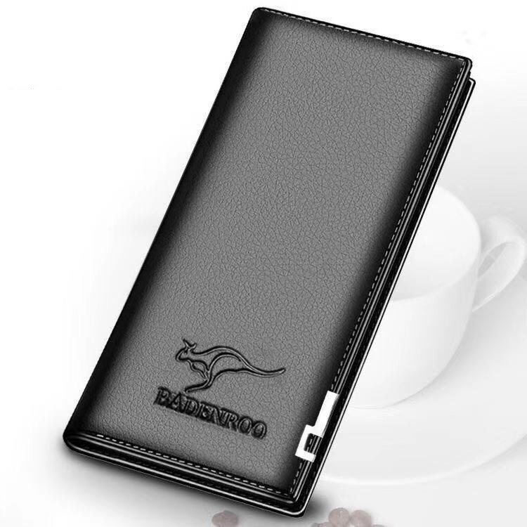 Men's Brown PU Leather Bifold Wallet – Long Clutch, Card Holder, Phone Pocket