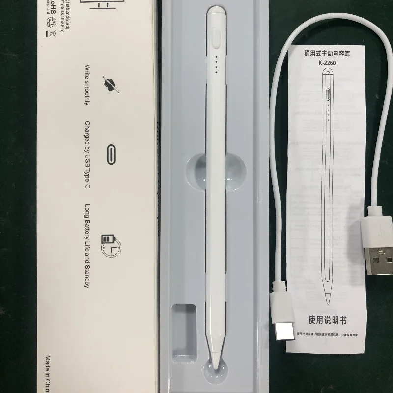 2206 voor IOS Tablet Anti-palm Touch Stylus met draadloze oplaadfunctie voor iPad Pro 1 2 3 4 5 Air 4 5 Mini 6: WHITE
