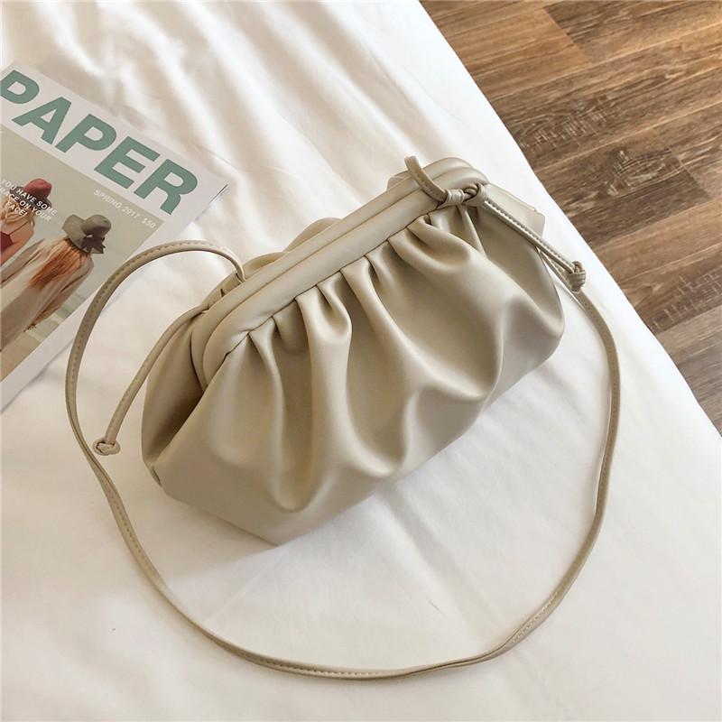 Bags for women Handbag Cloud bag Leather Lady Single Shoulder Dumpling Bag Wrinkle bag Messenger Bag bolsa: White