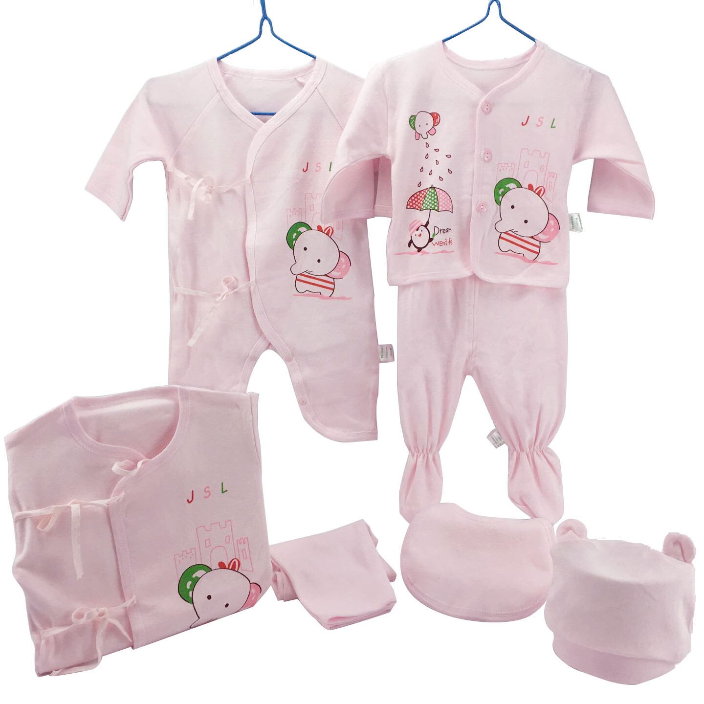 Ensembles de vêtements pour bébés | Ensemble en coton, pour -né fille garçon, chemise + pantalon + barboteuse + chapeau + culottes, ensemble de 7 pièces: CZJ015F