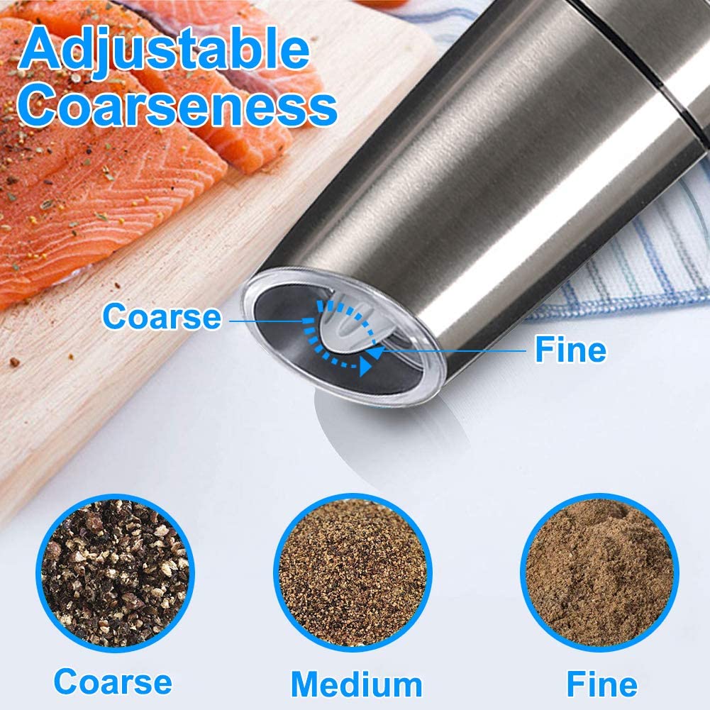BEEMAN Electric Salt and Pepper Grinder Stainless Steel Automatic Gravity Induction Pepper Mill Kitchen Spice Grinders Tools