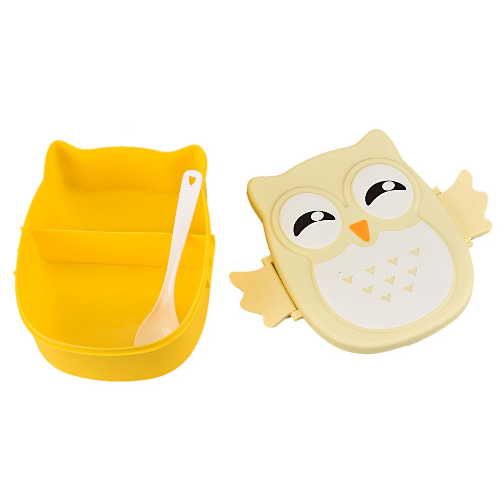 Cute Cartoon Owl Lunch Box Food Container Storage Box Portable Kids Student Lunch Box Bento Box Container With Compartmen Case: Yellow