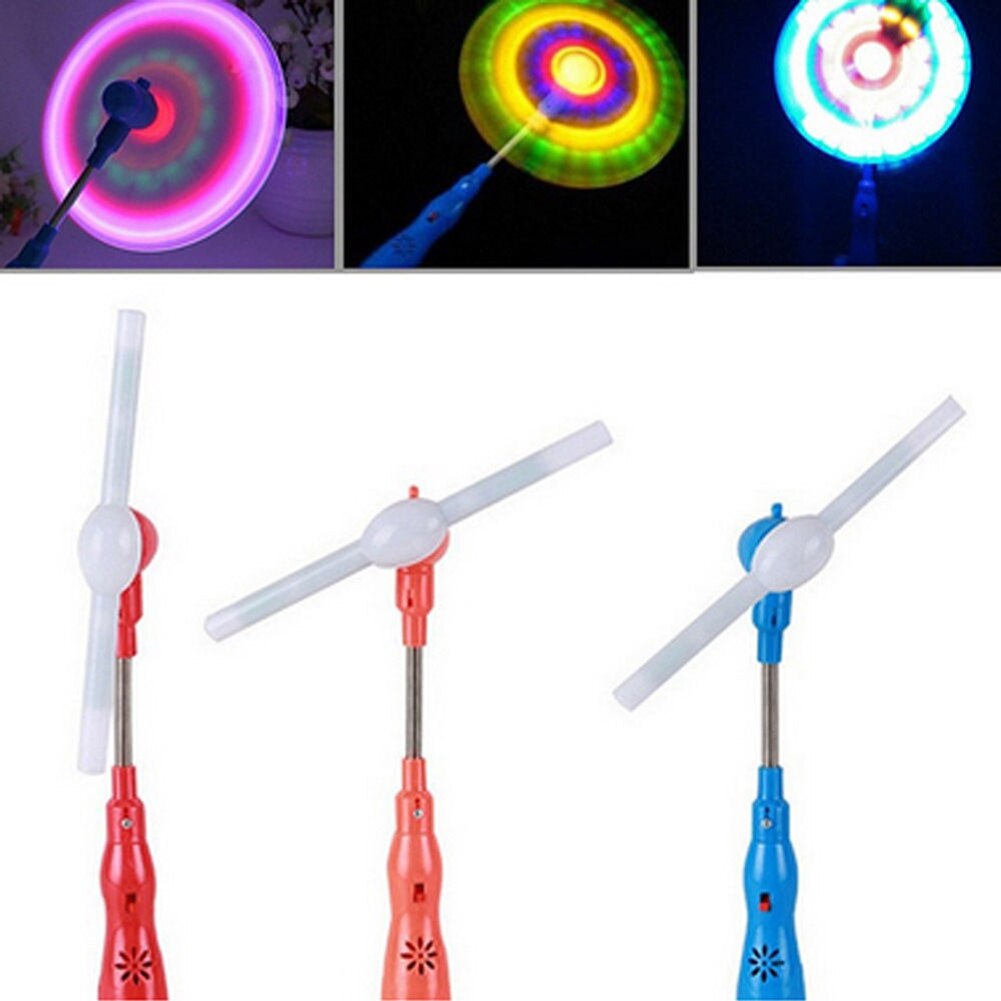 Led Glowing Windmill Toy Flashing Light Up LED Spinning Music Windmill Strip Shape Child Toy Random Color