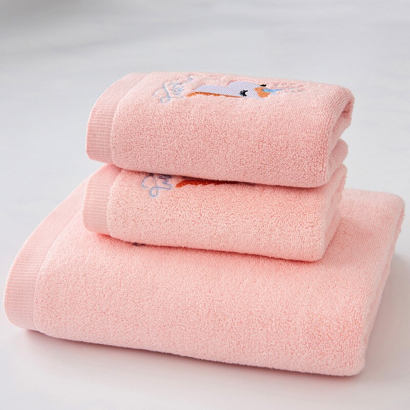 Bomuld enhjørning håndklæde badehåndklæde sød tegneserie fortykket ansigt bruser håndklæde sæt blød blå lyserød: Lyserød / 34 x 76cm