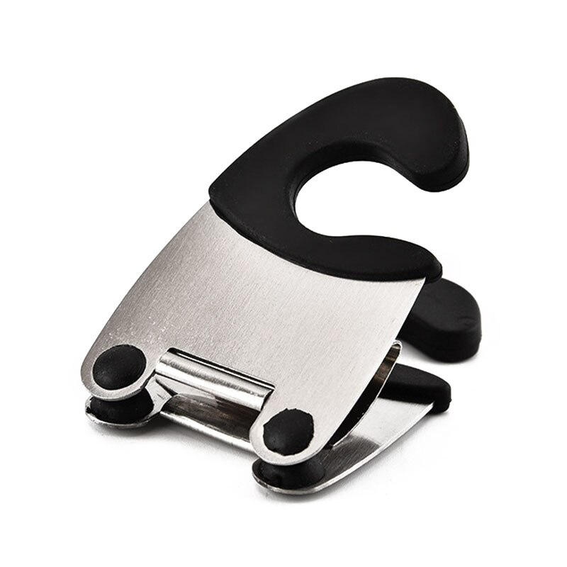 Portable Stainless Steel Pot Clip Side Clips Practical Heat Resistant Spoon Clip Pot Tongs Rubber Grip Kitchen Gadgets: Black