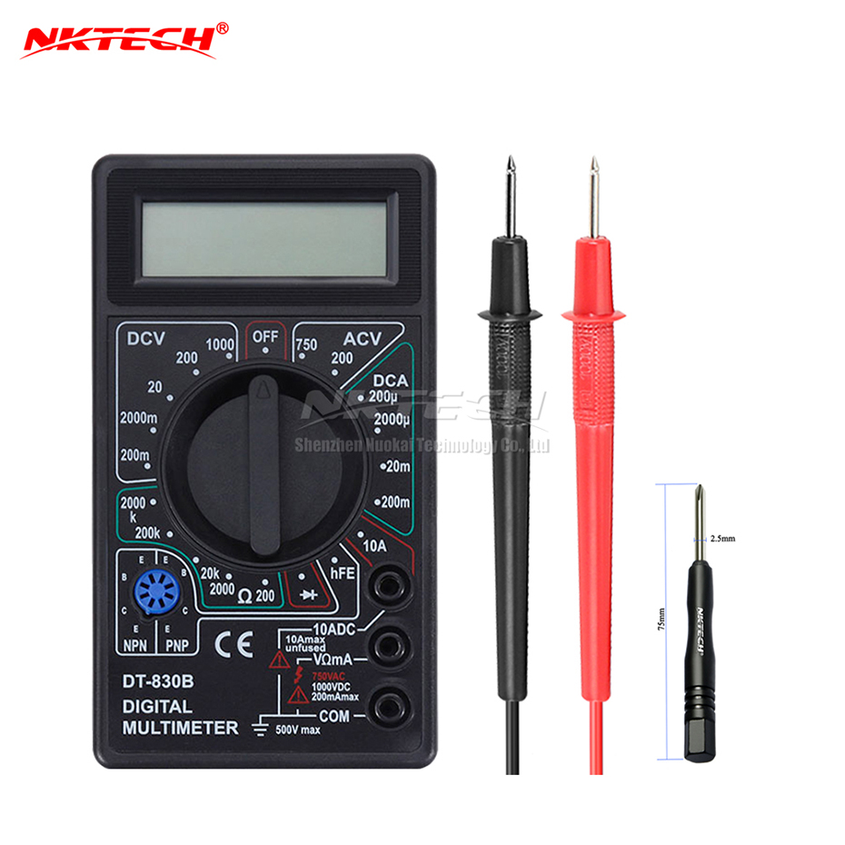 Zwarte Tester Multimeter DT-830B Elektrische Voltmeter Amperemeter Ohm Digitale Multimeter Originele doos DT830B: Black