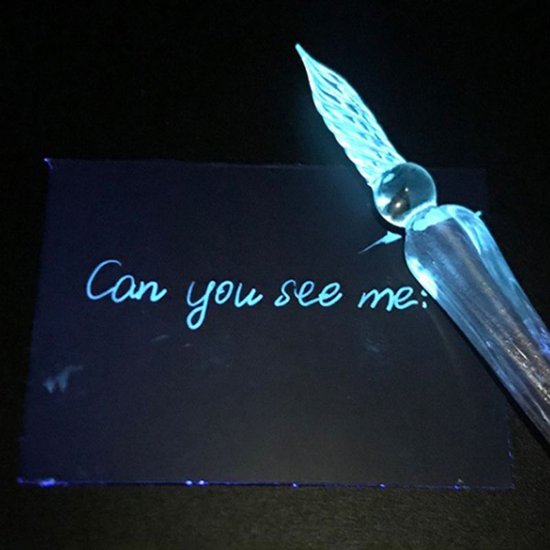 10Pcs/Set Invisible Fluorescence Bottled Dip Signature Pen Ink With Glass Fountain Dip Writing Pen Art Supplies K3KB