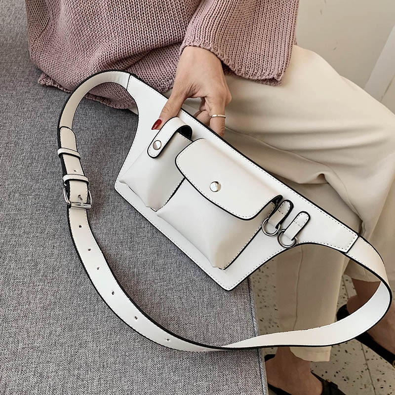 Jin Mantang High PU Waist Bag Female Waist Bag Casual Ladies Handbag Travel Portable Female Waist Bag