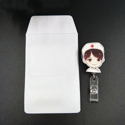 Leuke Cartoon Intrekbare Werk Naam Tags Id Badge Met Pvc Lekvrije Pen Pouch Kantoorbenodigdheden Artsen Verpleegkundigen: NO.3