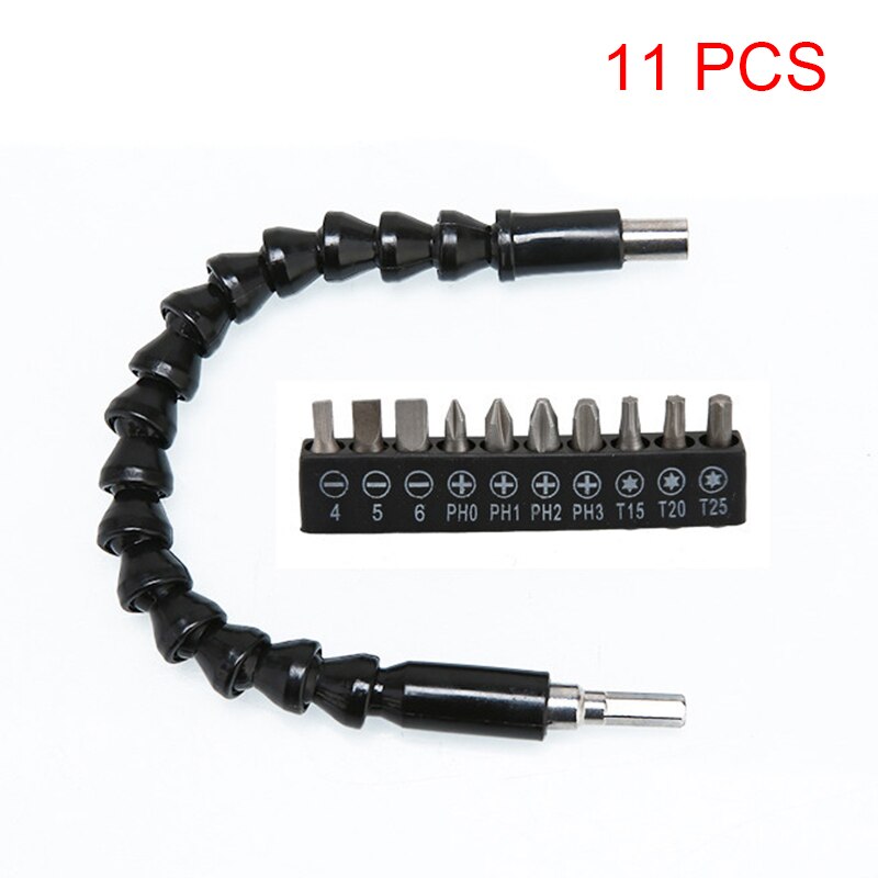 Hex Sockets Bits Electric Screwdriver Head Set Flexible Extension Shaft Hand Tools Kit TN99: 11 Pcs
