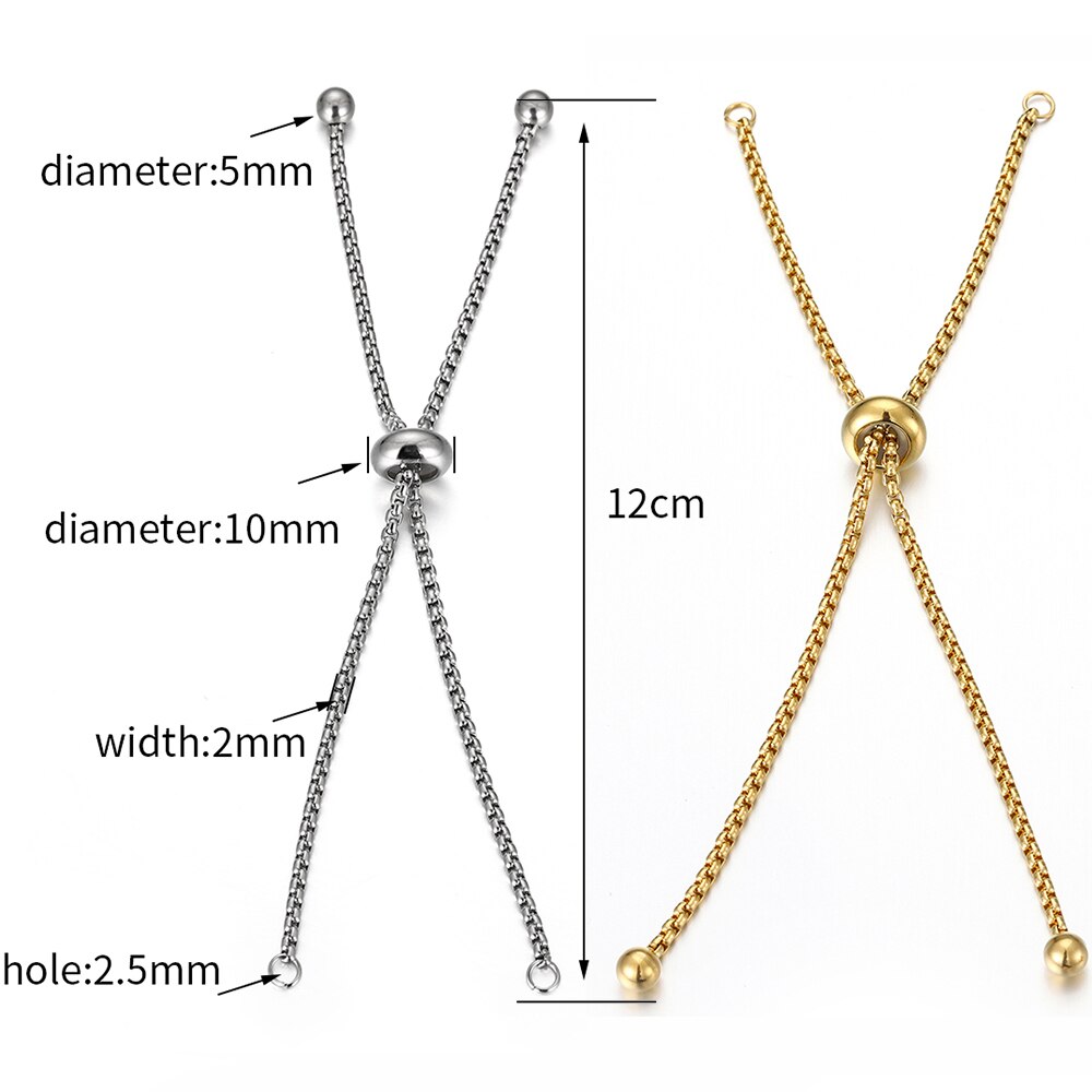 3 stücke Edelstahl Einstellbare Schieberegler Kette für Schmuck Machen DIY Schleifen Stecker Anhänger Armbänder Kette Material Erkenntnisse