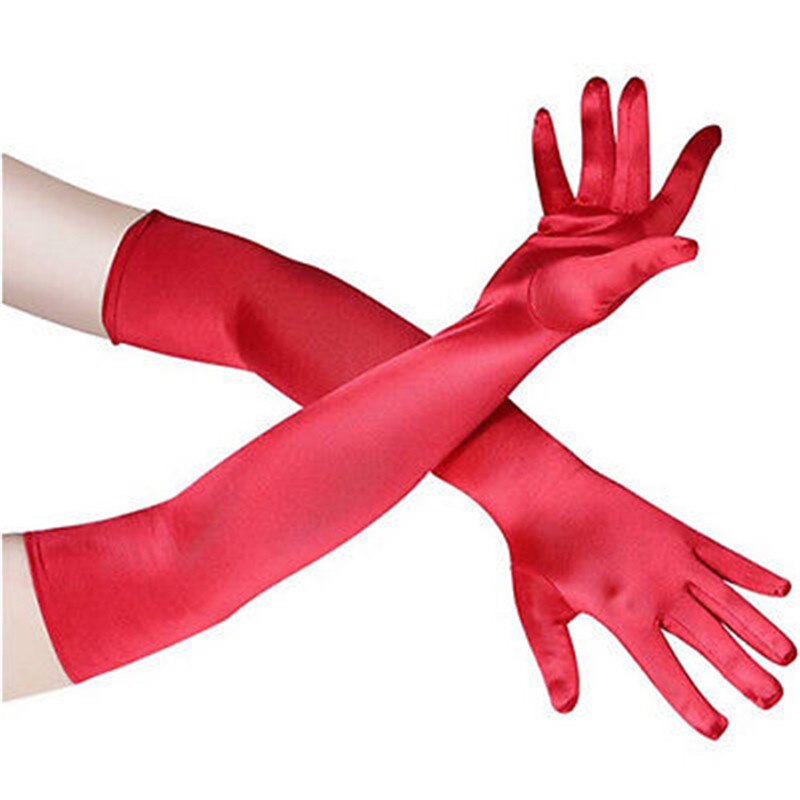 Women Satin Long Gloves Opera Ball Evening Party Prom Costume Glove Female solid