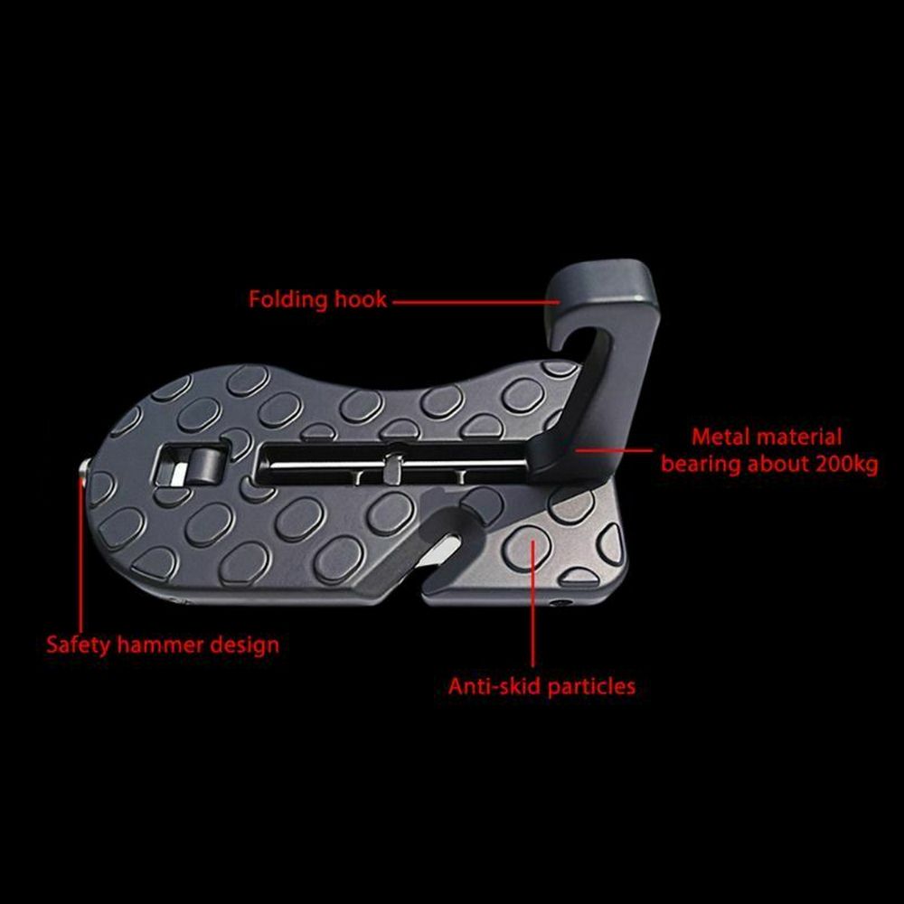 Hook Door Pedal Invisible Blade Safe Escape Safety Hammer With Bumper Black Aluminum Alloy Auto Parts