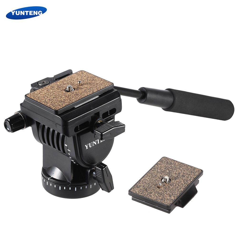 YUNTENG YT-950 Fluid Drag Tilt Pan Damping Head Video DSLR Camera Tripod Head with Handle Two Quick Release Plates