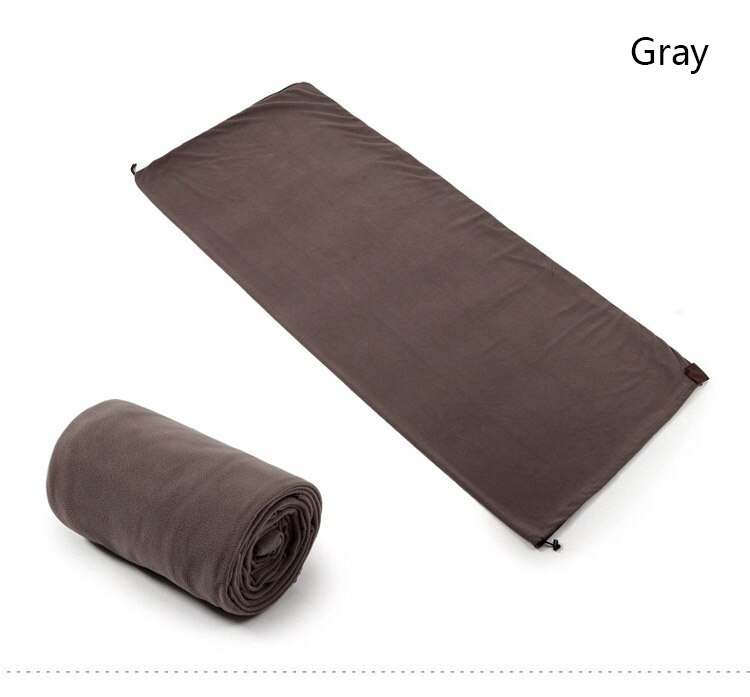 Fleece liner sovsäck vuxen camping inomhus hotell smutsavvisande ultralätt bärbar fleece sovsäck: Grå