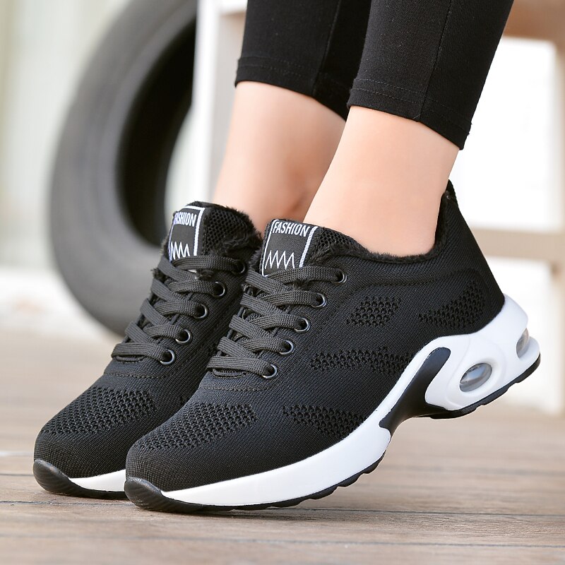 Kvinder tennissko vinter termiske sportssko til kvinder stabilitet luftpude tyk sål sneakers varm plys tenis mujer