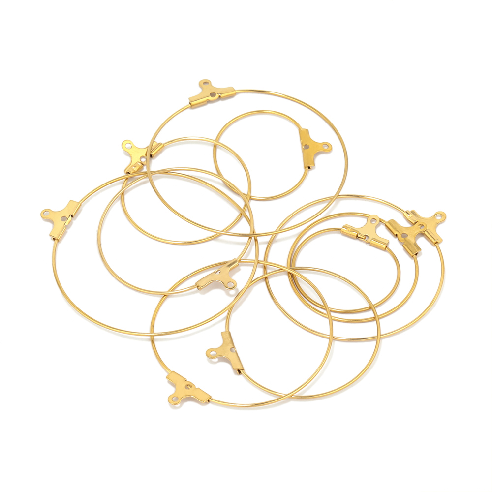 Pendientes de aro de acero inoxidable para mujer, aretes grandes de 20/25/30/35/40/45mm, Conector de ganchos de alambre para oreja, fabricación de joyas DIY, 20 piezas