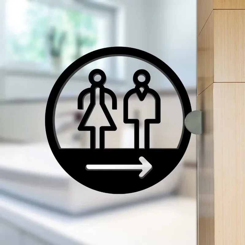 Door Sign Double-sided Side Mounted Restroom Reminder Sign Men's and Women's Bathroom Signage Acrylic Hotel WC Toilet Signage