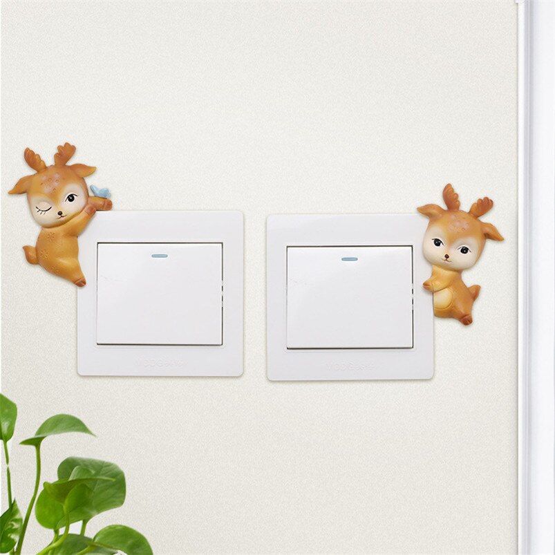 Japanse Cartoon Stickers Op De Muur Slapen Herten Baby Switch Sticker Thuis Hars Decoratie Kinderen Room Decor
