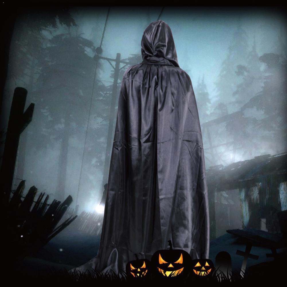 Halloween kostume død kappe voksen mandlig cos dragt vampyr heks kappe tøj magisk troldmand sort  a8 j 0