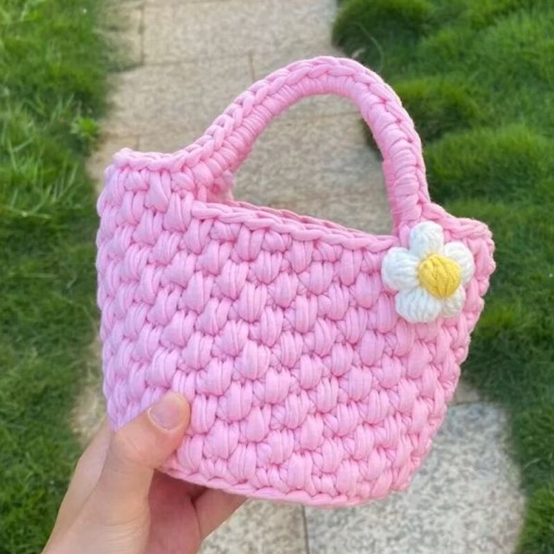 TPRPYN – Mini sac à main ananas, kit de crochet avec fil, kits de pochette de plage, panier tricoté fait main pour débutant avec vidéo