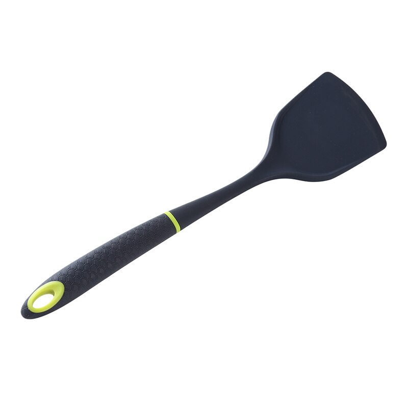 Hoge temperatuur kooklepel schep keukengereedschap antiaanbakpan speciale spatel kookschep siliconen chinese schep: Zwart en geel