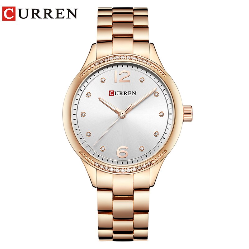 CURREN Watch Women Luxury Brand Dress Ladies Wristwatch Rhinestone Quartz Clock Stainless Steel Waterproof Montre Femme
