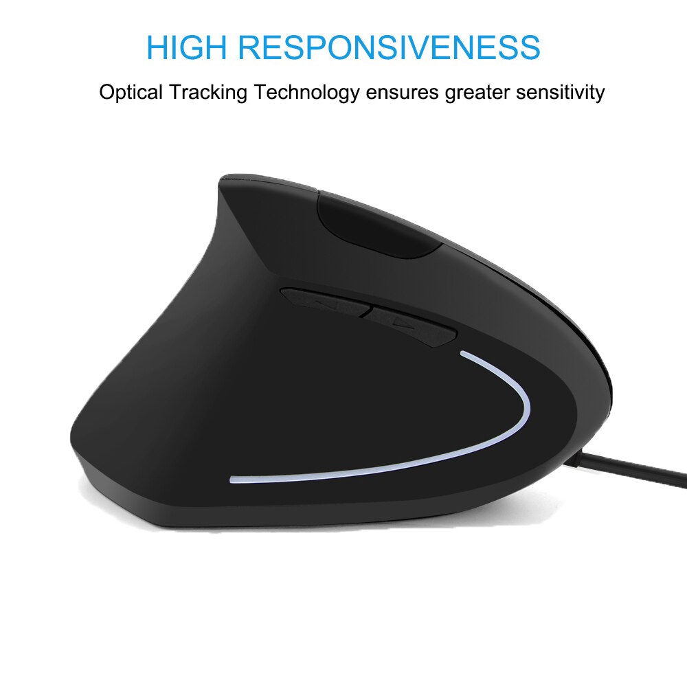 USB Ergonomic Vertical 3200 DPI Left Hand Wired Optical Mouse With Pad For Laptop PC Game