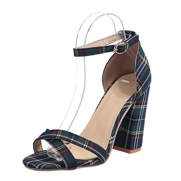 2020 store størrelse 35-43 hæle kvinder pumps røde sandaler plaid sko kvinder lavvandede høj fest bryllup sko: Sort / 35