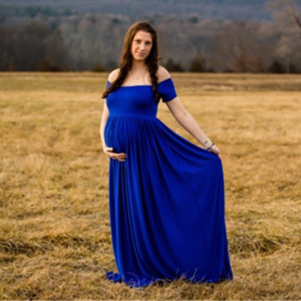 Summer Maternity Dresses Women Off Shoulder Foral Printed Sexy Long Dress Photography Props Ropa Premama Plus Size Dress L-XL