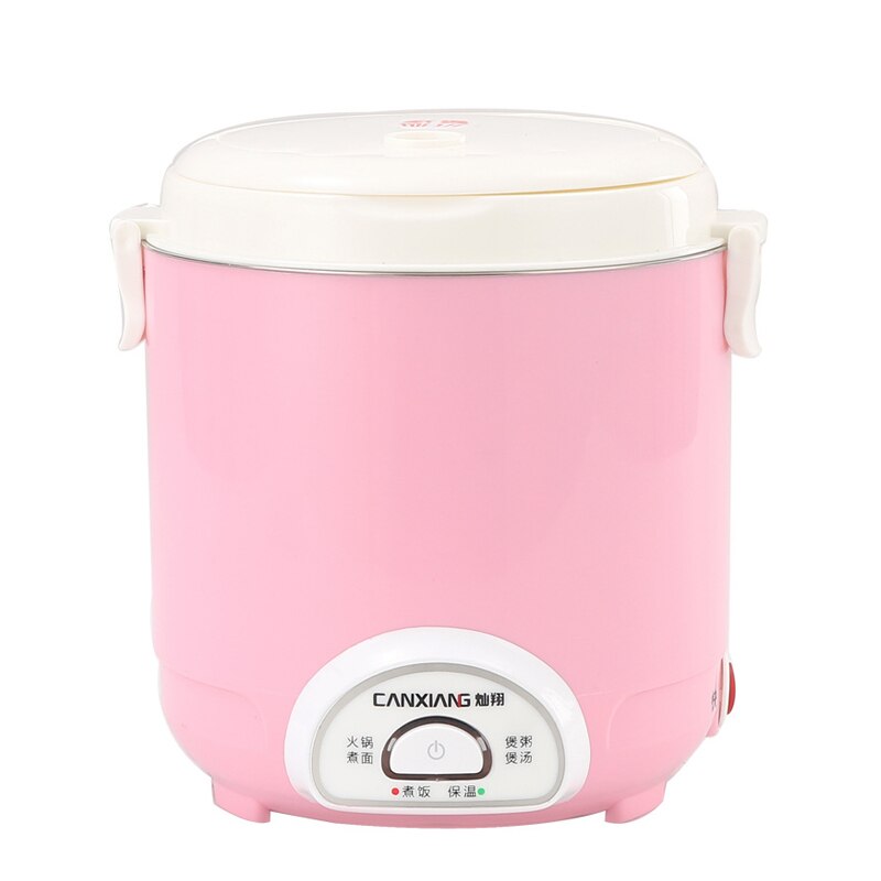 1.8L 220V Mini Rice Cooker Electric Skillet Stainless Steel Inner Pot Portable Cooker for 1-2 People: Pink