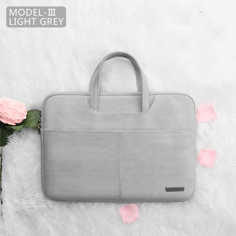 Laptop Tasche 13,3 15,6 14 zoll Wasserdichte Notebook Tasche Für Macbook Fall M1 Air Pro 13 15 Huawei Schulter handtasche Aktentasche: LIGHT GREY 3