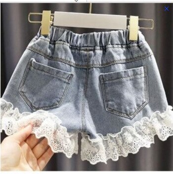 Pantaloncini di Jeans moda ragazze 100-160 Cm con orlo in pizzo pantaloncini di Jeans per bambini per bambini