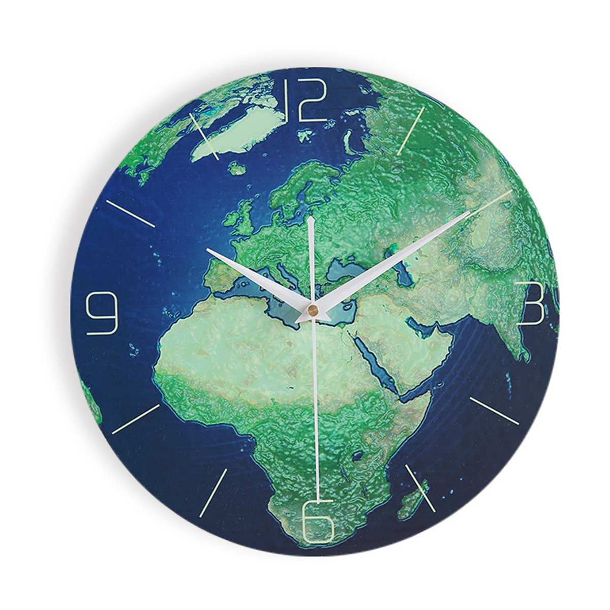 Mute Sweep Glowing Earth Clock Wall Clock Glow In the Dark Luminous for Kids Baby Room Bedroom Home Decor Earth Clock: Arabic numerals