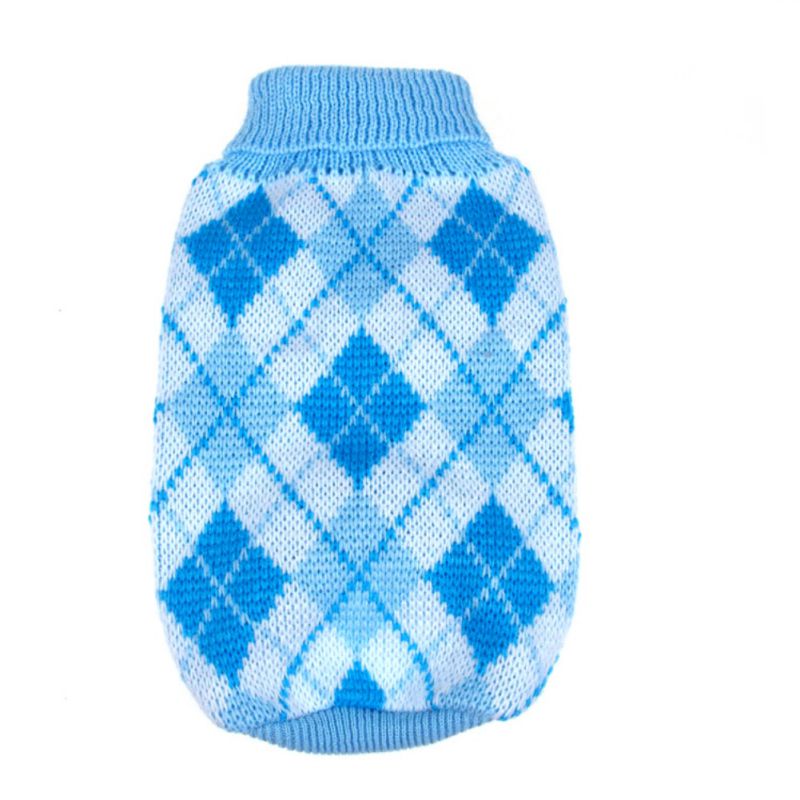 Winter Hond Trui Puppy Plaid Patroon Gebreide Coltrui Voor Voor Kleine Midden Hond Hond Kerst Decoratie Kleding: Light Blue / S