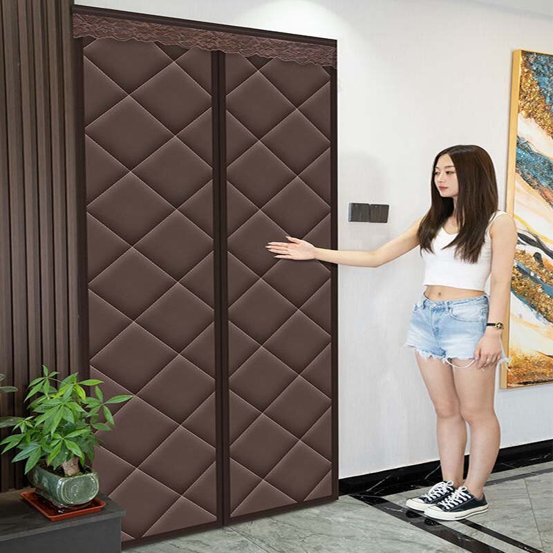 Middle Size Thermal Winter Door Curtain Insulation Home Automatic Close Warm Oxford Cloth Windproof Punch-Free Screen Decoration