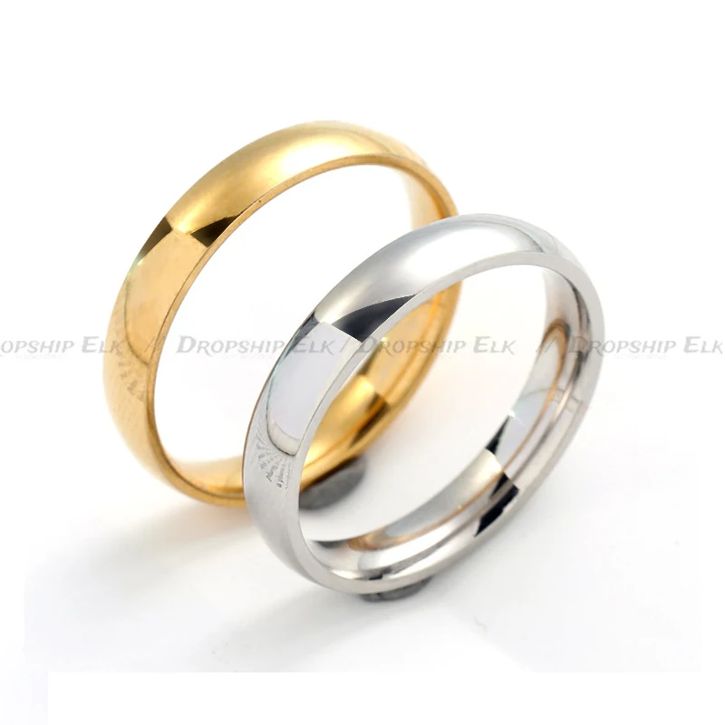 Anillo de acero de titanio, anillo exquisito de acero inoxidable para parejas lisas con arco de 4mm, joyería
