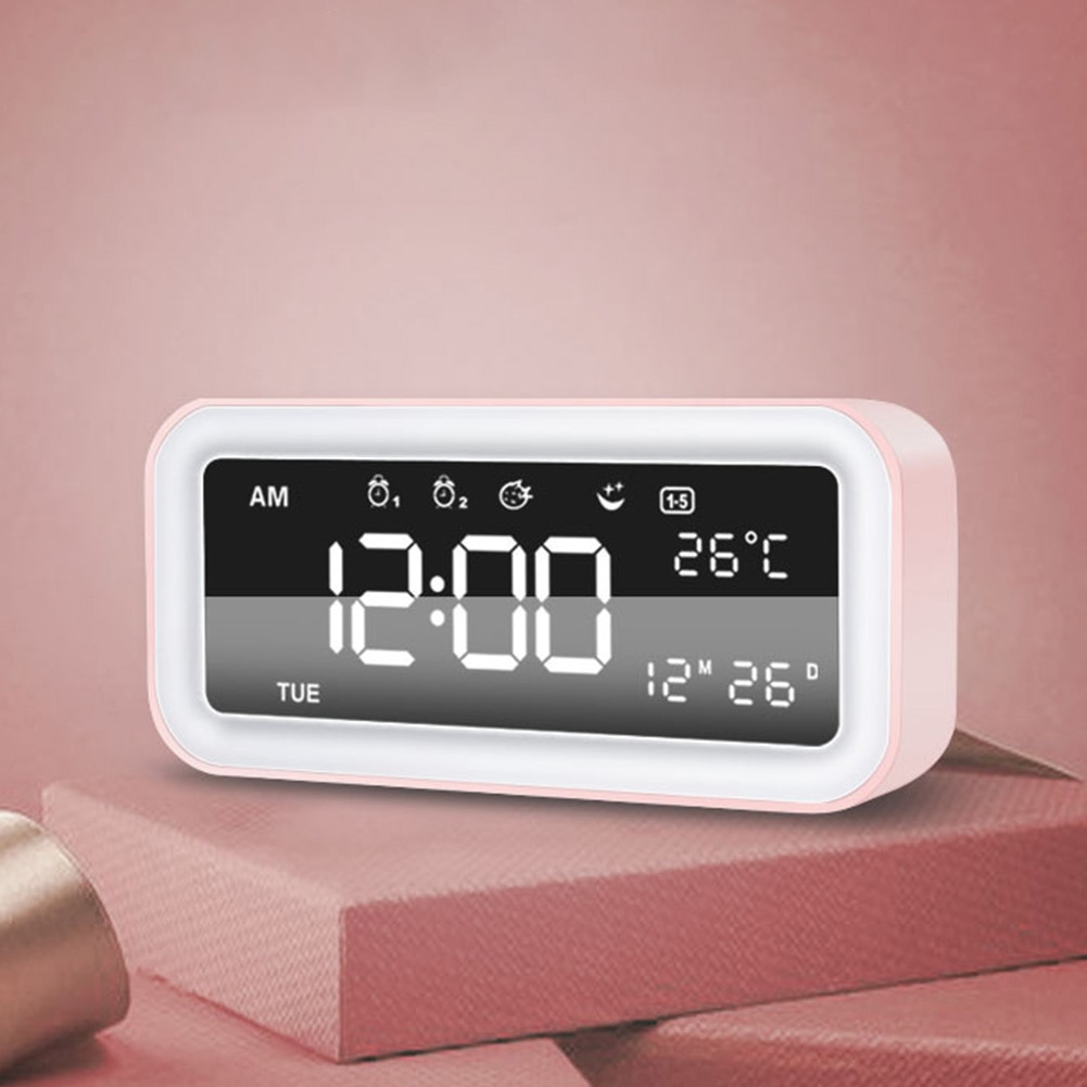 LED Digital Temperature Display Snooze Desktop USB Sunset Mode Table Alarm Clock Table Desk Watch Home Decorate Study room decor