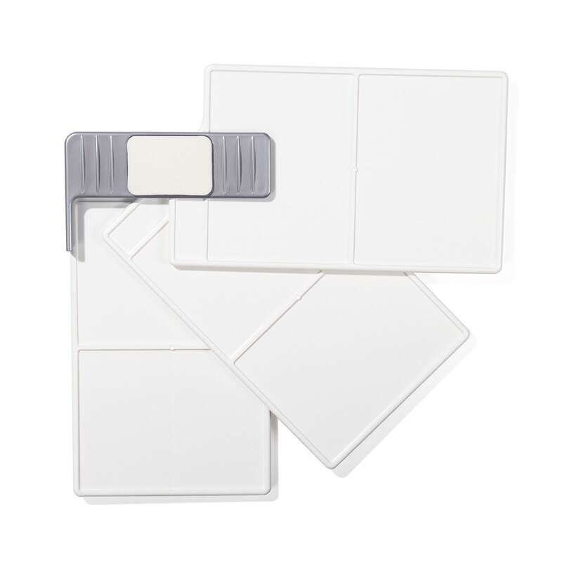 Palette en forme d'éventail, palette à trois couches, peinture aquarelle, palette de peinture à la gouache, utilisée pour les fournitures d'art et de peinture: Silver (large)