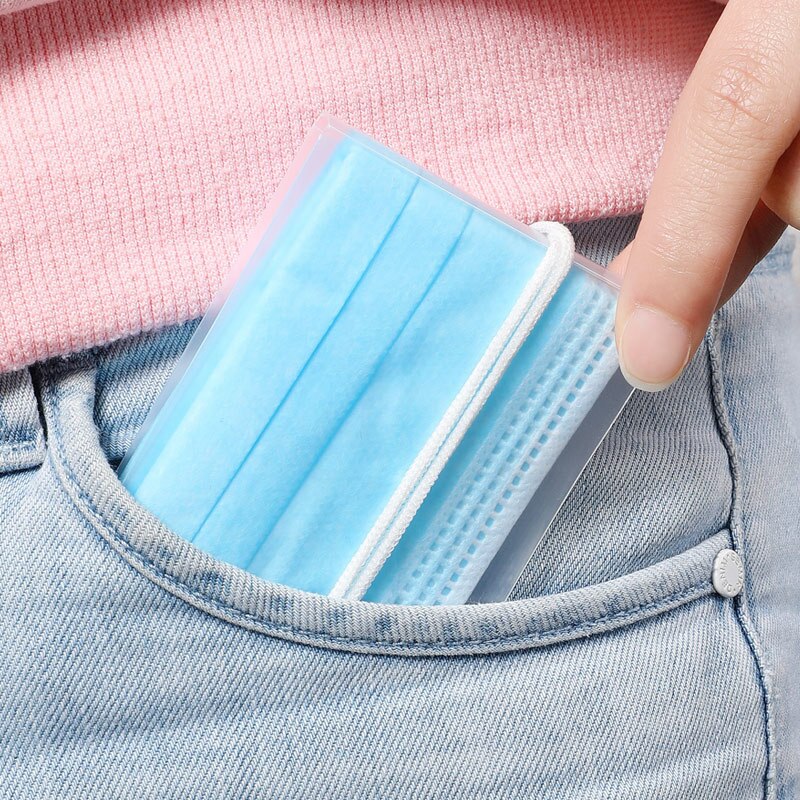 10 PCS PP Mask Storage Folder Foldable Temporary Storage Box Portable Plastic Bag Safe Storage Box Unisex Mask Storage Clip