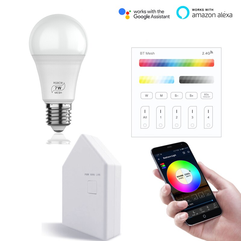 Smart Home Lighting Set WiFi Smart Bridge Bluetooth4.2 Smart Light Mesh Touch Panel Remote Controller Work With Google Home