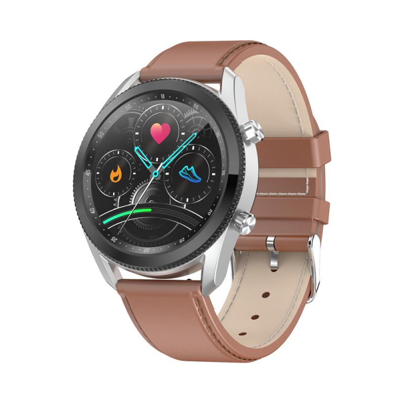 Smartwatch Mannen Full Touch Multi-Sport Modus Met L61 Smart Horloge Vrouwen Fitness Hartslagmeter Bluetooth Oproep Voor ios Android: Brown belt